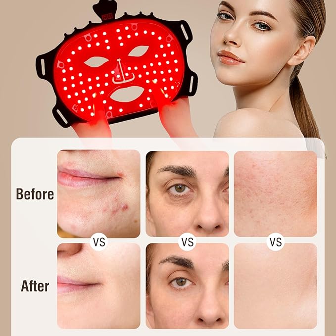7 Color Red Light Therapy Mask, LED Face Mask Light Therapy, Red Light Therapy for Face, Silicone Face Mask Skin Care at Home with Eye Protection Cushion for Anti Aging Wrinkles