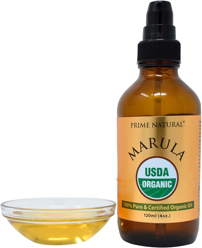 PRIME NATURAL Organic Marula Oil 4oz/120ml - USDA Certified - Cold Pressed, Unrefined, Virgin - 100% Pure, Natural, Vegan, Best for Face, Body, Hair, Nails, Skin Care