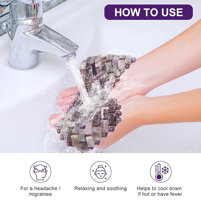 gemshan Jade Eye Mask, Amethyst Crystal Mask,Gemstone Eye Mask Anti Aging Therapy Hot or Cold Using (#2-Amethyst)