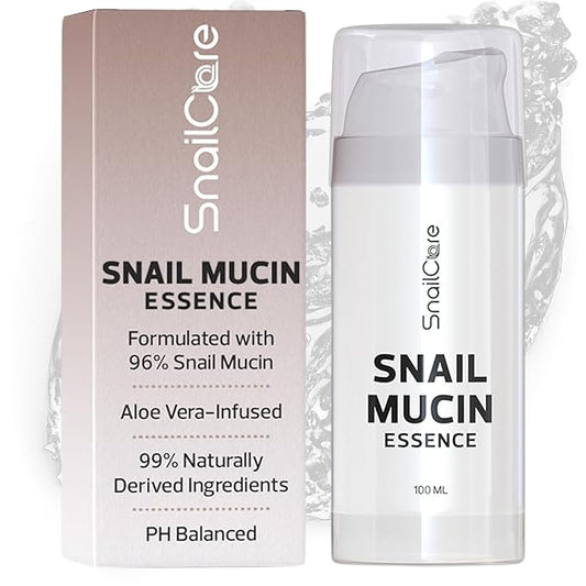 Snail Mucin 96% Serum Essence with Aloe, High Concentration Snail Secretion Filtrate, 99% Naturally Derived Ingredients, baba de caracol original,100ml Air Pump, Korean Skin Care