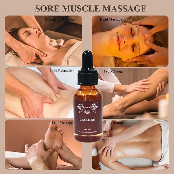 Ginger Oil, Ginger Massage Oil for Lymphatic Drainage, Ginger Essential Oil for Swelling and Pain, Hair, Massage, Skin