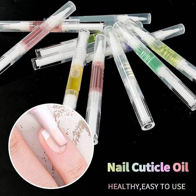 10pcs Cuticle Oil Pens Gel,Nail Oil Pen Nail Nourishment Polish for Nails Moist and Treatment,10Kinds of Fruity Smell Cuticle Revitalizer Oil Pen with Soft Brush,Nail Oil Manicure Repair The Cuticle,
