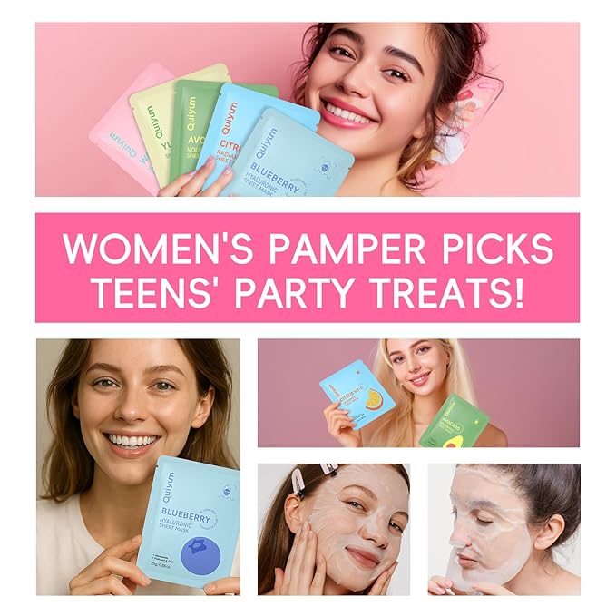 Fruit Face Masks Skincare, Facial Masks for Women, Skin Care for Teens Girls 10-12, Sheet Masks Beauty with Natural Ingredients, Moisturize & Soothe for All Skin Type, Birthday Party Spa Gift 25 Pack