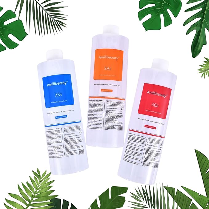Serums AS1 SA2 AO3, 400ml Peeling Solution Salon Skin Scrub, Facial Cleansing Moisturizing Skin Care, for Small Bubble Skin Care Facial Mask Machine, Ideal Gift for Women