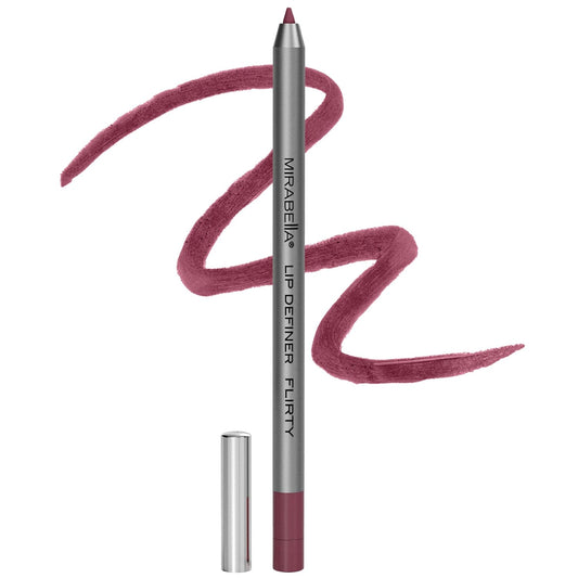 Mirabella Line & Define Lip Definer Lip Pencil, Smoothing & Moisturizing Retractable Lip Liner with Long-Lasting & Ultra-Creamy Formula, Antioxidants Vitamin C & E, & Built-In Sharpener - Flirty