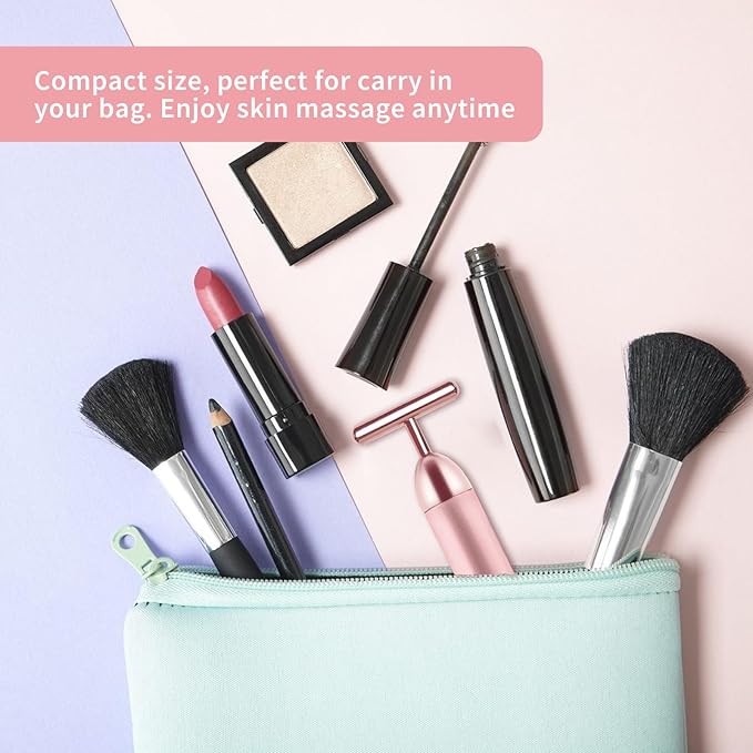 Face Massage Tool Electri Facial Lifting Toning Sculpting Device T Shape Beauty Bar Mini Microcurrent Vibration Massager Wand Face Neck Skin Care Reduce Puffiness Improve Wrinkles Anti Aging Device