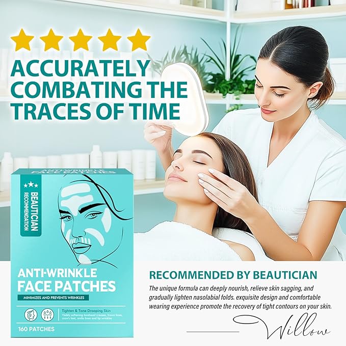Facial Wrinkle Patches, 160pcs Silicone Anti Wrinkle Patches, Anti-Wrinkle Face Patches for Reducing Fine Lines and Lifting Forehead Eyes Mouth Skin