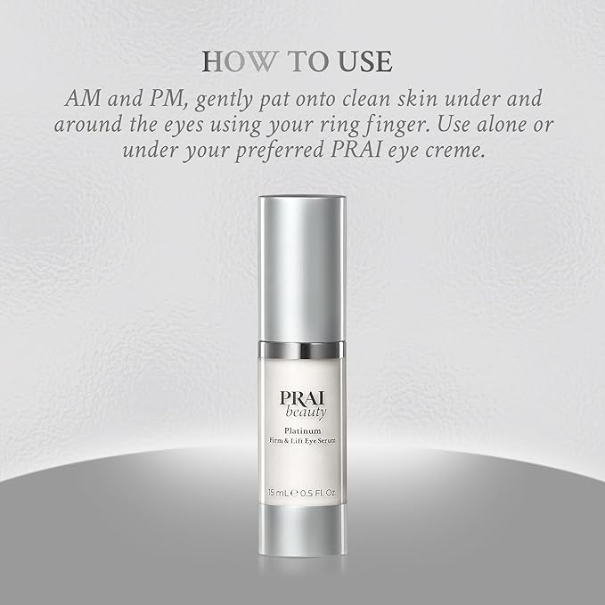 PRAI Beauty Platinum Firm and Lift Eye Serum, Anti-Aging and Hydrating Serum, Paraben-Free, Vegan, Cruelty-Free, 0.5 oz