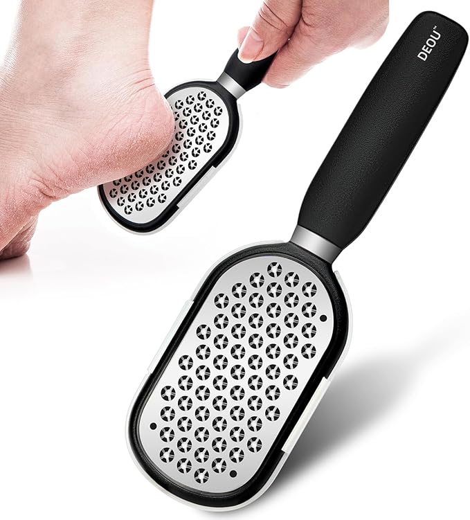 DEOU Metal Foot File SStainless Dead Skin Callus Remover for Dead Skin Professional Secure Foot Scrubber Heel Scraper Cracked Heels Repair Pedicure Tools for feet