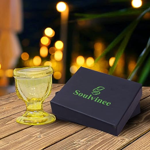 Glass Eye Wash Cup Smooth Edge, Eye Wash Cups - Eye Shaped Rim, Snug Fit Yellow Color (2 Pcs.)