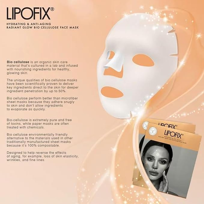 Anti Aging Lifting Hydrating Facial Bio Cellulose Face Mask Sheet For Fine Line Reducing And Skin Radiance. Made in Korea 5 Masks
