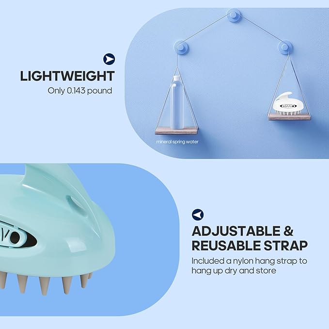 Hair Massager Scalp 3 in1 Scalp Scrubber Silicone Scalp Massager with Three Bristles-Soft, Medium and Hard Brush for Men Women and Pets,Blue