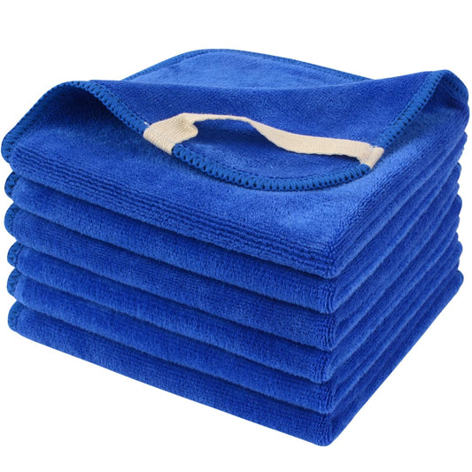 SINLAND Microfiber Facial Cloths Fast Drying Washcloth 12inch x 12inch (6pack, Blue)