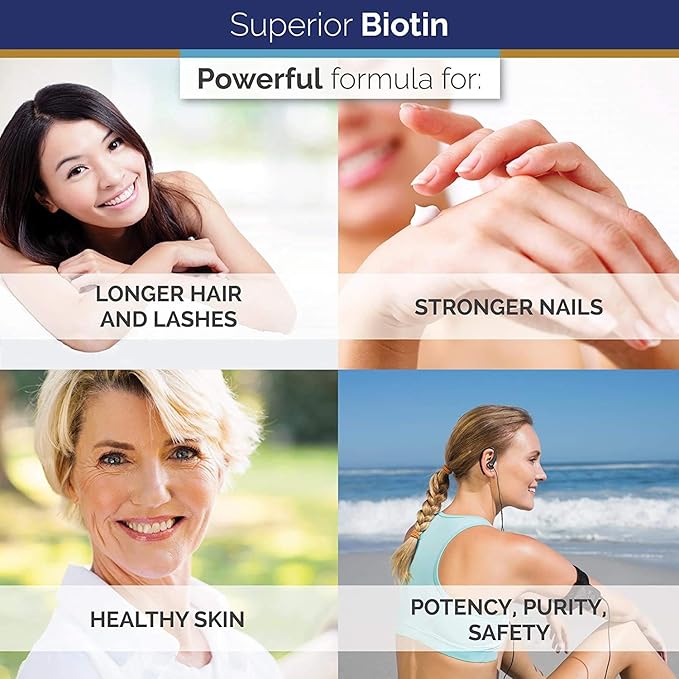 Superior Labs – Best Natural Biotin NonGMO Supplement – for Luscious Longer Hair and Lashes – Stronger Nails – Healthy Skin – Energy Booster – Healthy Weight - 5000 mcg, 120 Vegetable Caps
