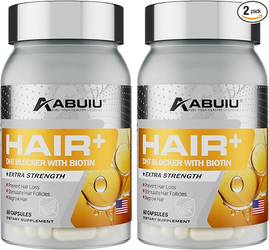 Biotin for Hair Growth Women Men - Third-Party Tested Biotin Supplement 5000 mcg, with Vitamin C E B12 B6 A Support Strong Nails Skincare Hair Health - USA Made - 120 Capsules / 2 Packs