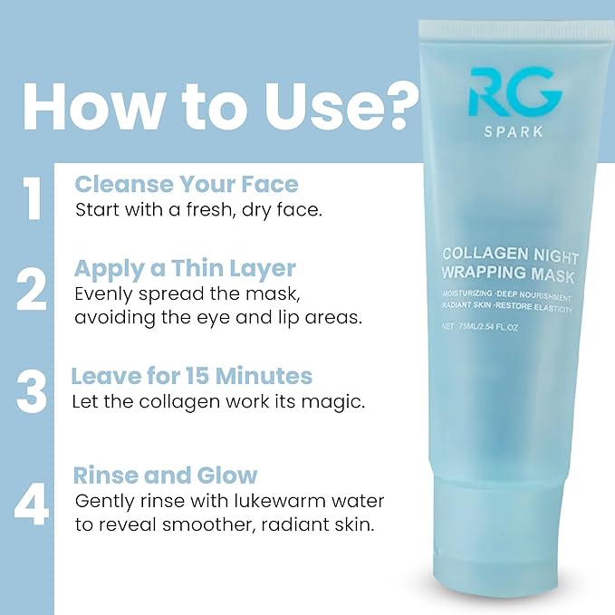 Collagen Night Wrapping Mask Peel Off Overnight Collagen Face Mask for Women and Men Hydrating Moisturizing Anti Wrinkle Lifting Gel Facial Mask 75 ML Tubes (two pack) and one Brush Included