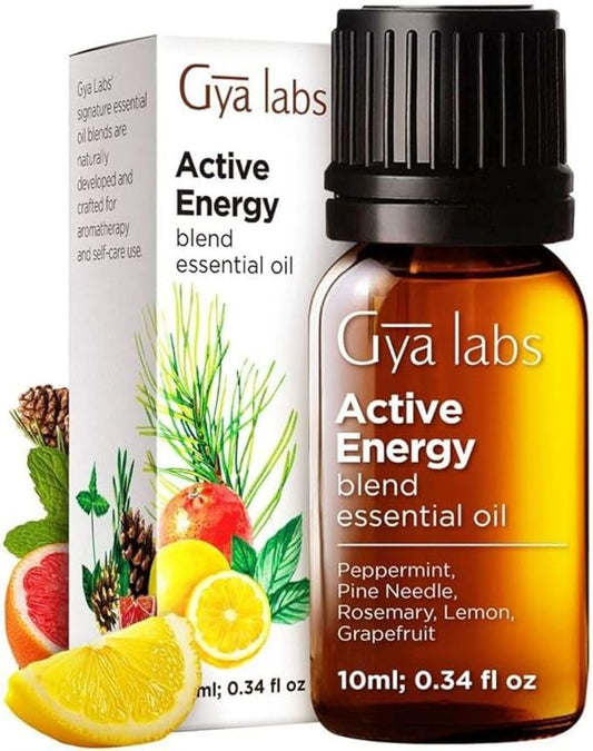 Gya Labs Active Energy Essential Oil Blend for Diffuser - 100% Pure Natural Energy Aromatherapy Oils - Rejuvenating & Refreshing (0.34 Fl Oz)