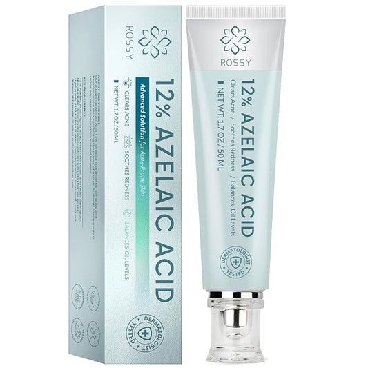 Rossy Azelaic Acid 12% Acne Cream: Advanced Redness Facial Cream - Prevents Acne Breakouts and Clears Pores for Daily Skincare - Anti-Blemish for Men and Women 50 ML