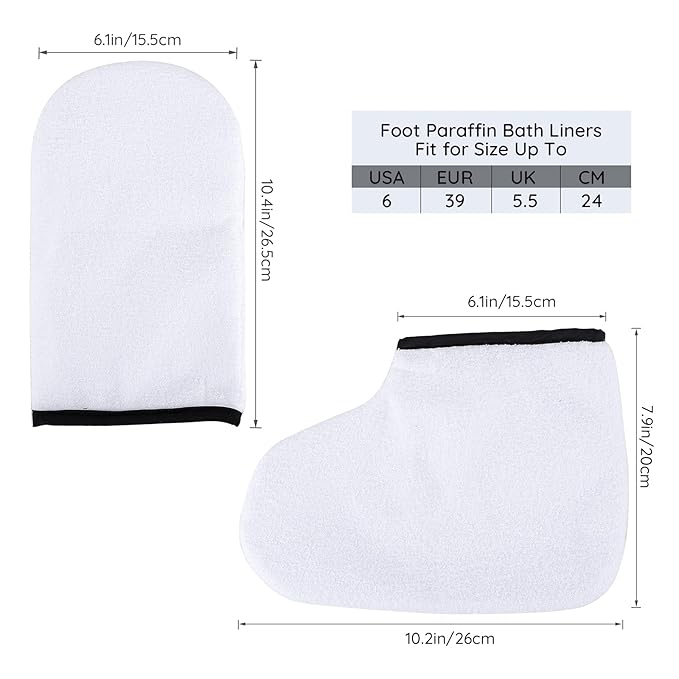 Paraffin Wax Gloves & Booties, Segbeauty Paraffin Heated SPA Mittens Foot Liners, Gloves & Socks for Hot Wax Hand thera-py Thermal treat-ment Home DIY SPA Wax Warmer Paraffin Wax Machine White