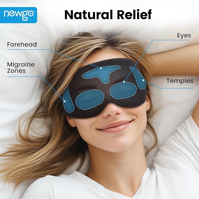 NEWGO Cooling Gel Eye Mask 3D Soft Cold Eye Mask, Eye Ice Pack with Zero Eye Pressure Hot Cold Therapy Blackout Sleep Mask for Puffiness, Dark Circles, Dry Eyes, Headaches and Stress Relief