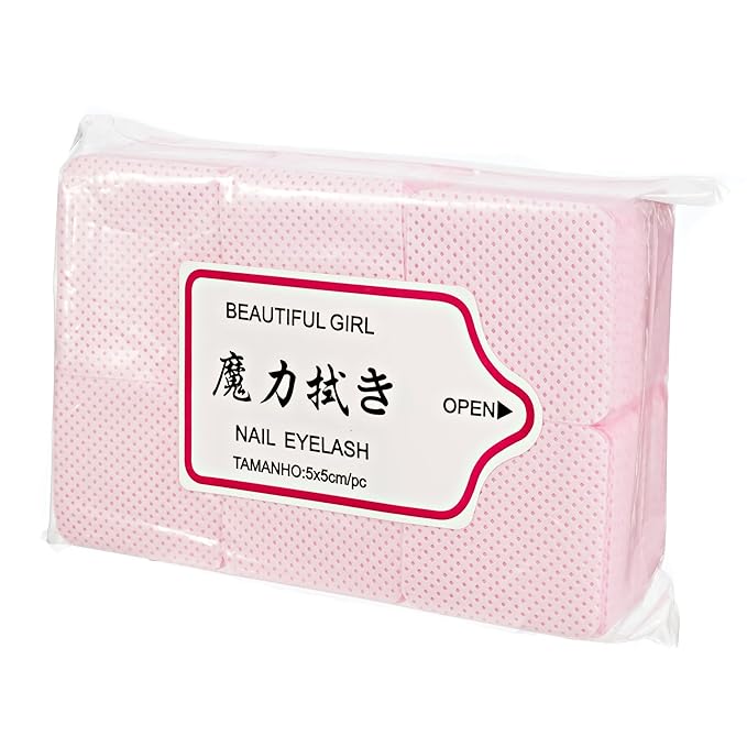 Eyelash Glue Wipes for Lash Extensions - 1080 PCS - Non-Woven Fabric Pads - Glue Wipes Lash Extensions -Adhesive Wipes - Lash Glue Cleaning Pads - Lint Free Nail Wipes (Pink)