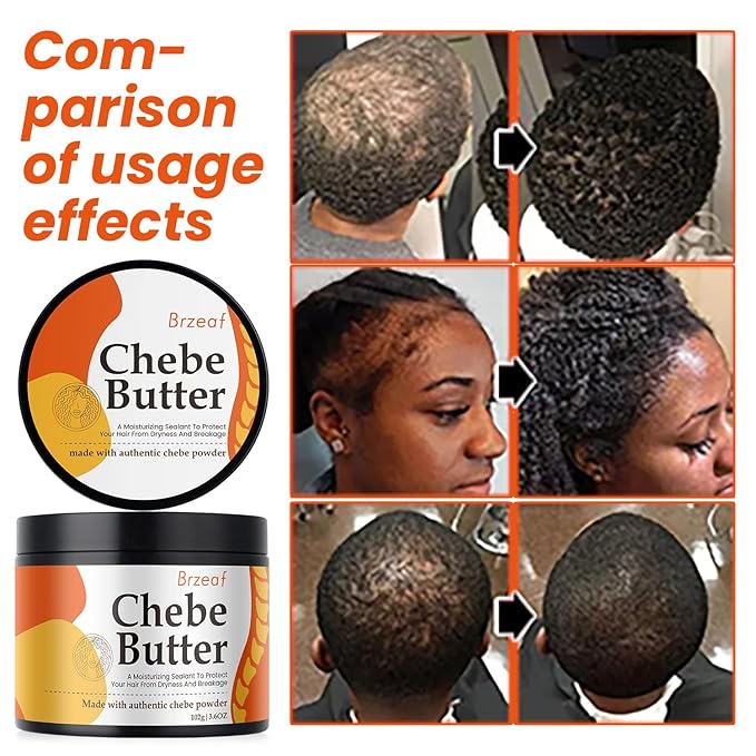 Brzeaf Vegan Chebe Butter for Hair Growth With Rosemary Oil 3.6 Oz [All-Natural Ingredients, Moisturizing, Thickening, for All Hair Types, Deep Conditioning]