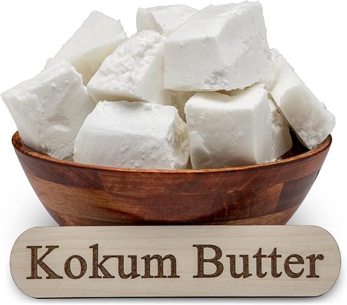 Raw Kokum Butter 8 oz. Bar 100% Pure Natural - Great for Skin, Body and Hair Moisturizer, DIY Creams, Balms, Lotions and Soap Making.