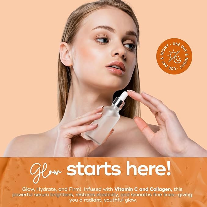 Serum & Face Mask Set, Vitamin C & Collagen & Hyaluronic Acid Value Set - Anti-Aging, Hydrating - Clean Beauty Ingredients, Cruelty-Free Korean Skin Care - Set of 3