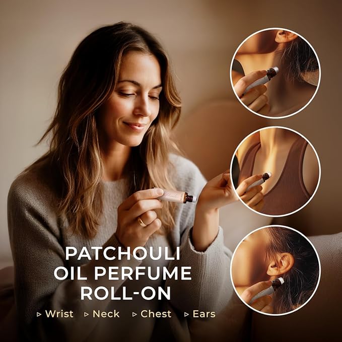 Gya Labs Patchouli Essential Oil Roll on for Skin - 100% Pure Natural Patchouli Perfume for Women, Soothing Aromatherapy Oil Roller, Alcohol Free, Travel Size (0.34 Fl Oz)