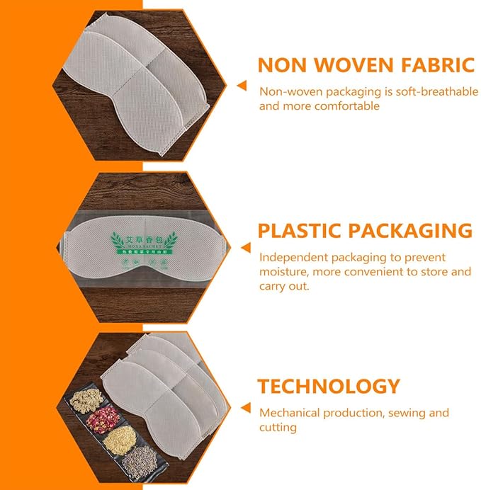 5pcs Eye Mask Moxa Sachets Warm Flower Sachets for Steam Eye Masks Soft Non-Woven Liners for Sleep Promotes Blood Circulation Convenient Storage