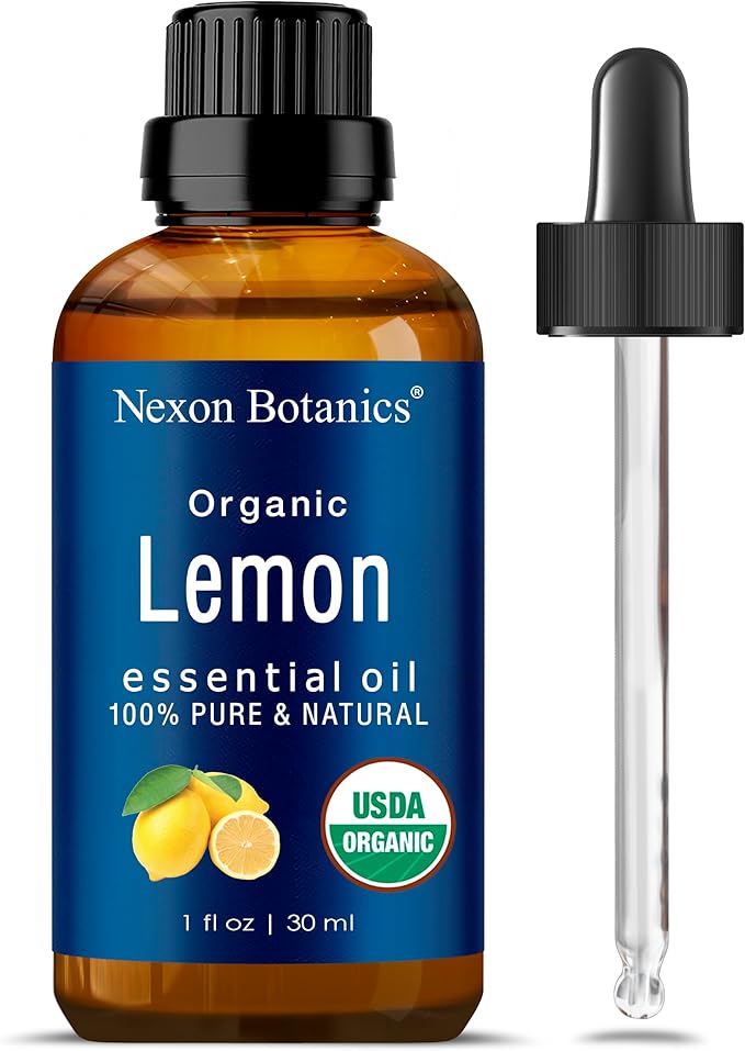 Organic Lemon Essential Oil 30 ml - Pure, Natural Citrus Oil for Diffusers, Aromatherapy, Skin & Hair Care - Aceite de Limón - Nexon Botanics