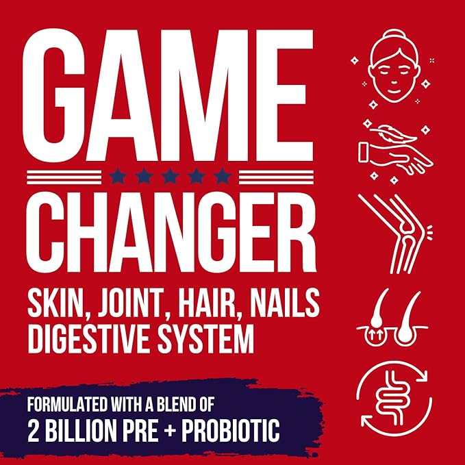 Multi Collagen Peptides with Probiotics + Type I, II, III, V, X + Hydrolyzed Collagen Powder with Vitamin C+D3+B7+K2+E Hyaluronic Acid, Supports Skin Hair Nail & Joint, Grass-Fed, Non-GMO