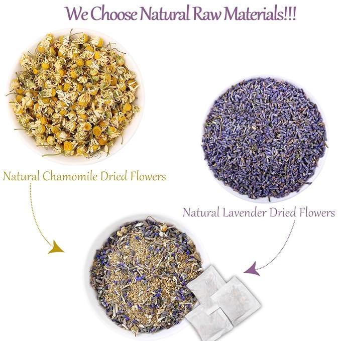 135 Premium Chamomile & Lavender Tea Bags,Relief & Caffeine Free & 100% Natural.