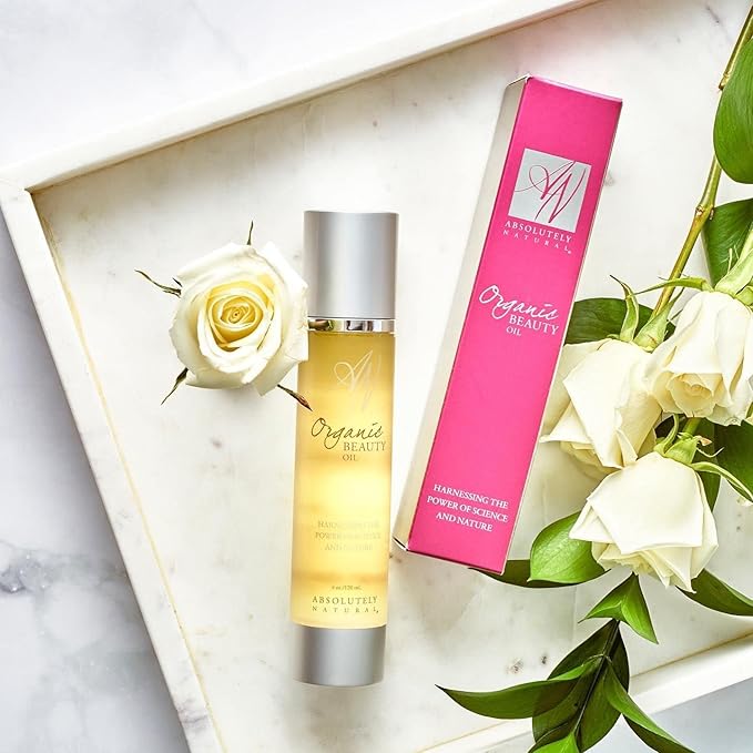 Organic Beauty Oil 4oz with Vitamin E, Olive and Rosehips Oils, Made in USA