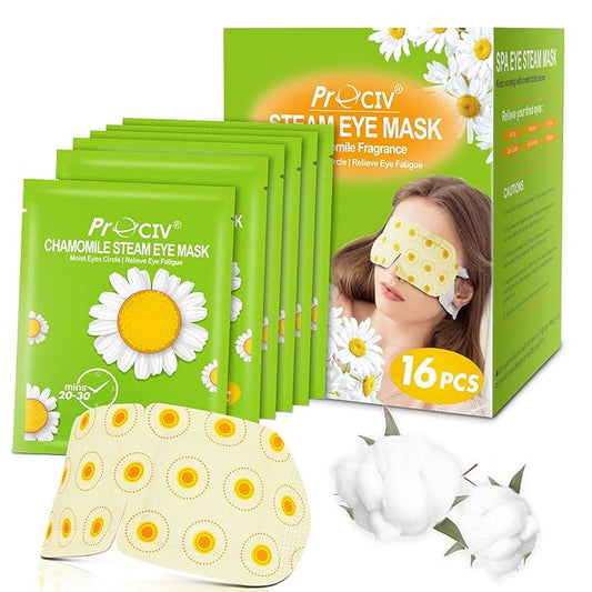 ProCIV FSA/HSA Eligible 16 Packs Steam Eye Masks for Dry Eyes Heating Eye Mask Warm Compress for Eyes Relief Stress, Eye Fatigue SPA Essential Self Heating Moist Sleep Mask