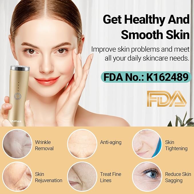 Red Light Therapy for Face - FDA Cleared - UUPAS LED Light Therapy Facial Massager for Face - Skin Tightening Machine for Anti Aging,Wrinkle Removal,Face Lift