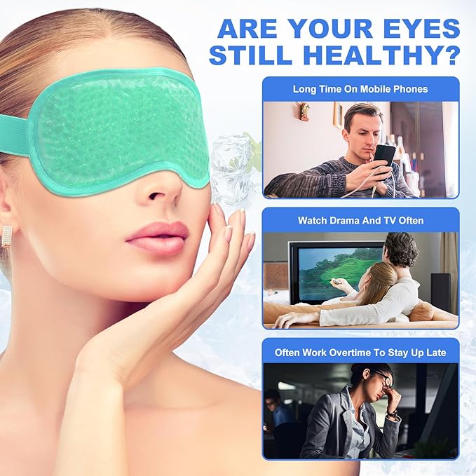 candyfouse 2Pack Cold Cooling Eye Mask, Reusable Hot Colder Therapy Gel Bead with Plush Backing for Puffiness Migraine Stress Relief Skin Care Dry Eyes