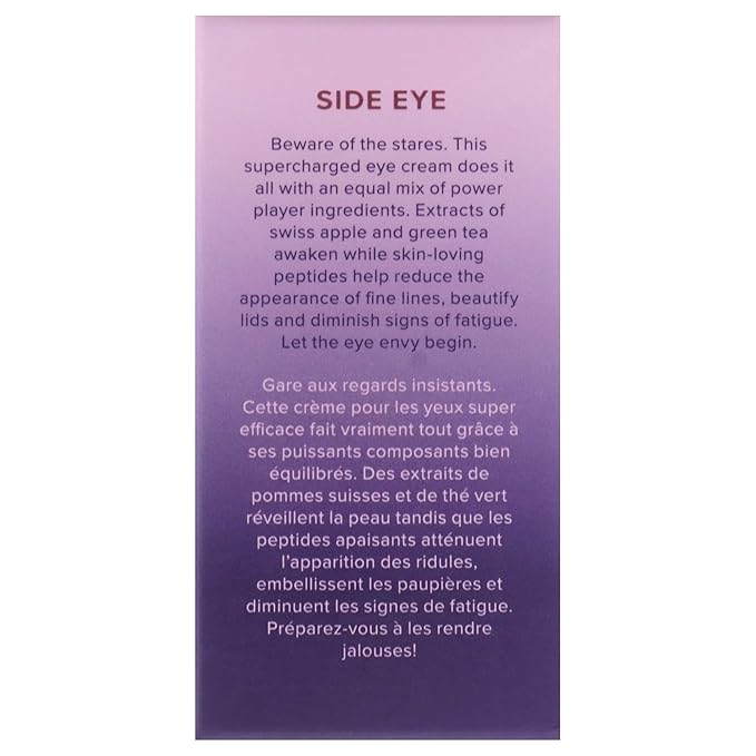 Side Eye All-in-One Eye Cream, 0.5 ounce - Face Moisturizer - with Apple and Green Tea Extracts - Collagen Boosting - Eye Cream for Puffiness (Pack of 2)