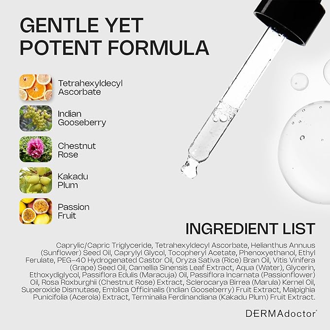 DERMAdoctor 20% Vitamin C Face Oil with Vitamin E & Ferulic Acid | Kakadu C High-Potency Evening Oil, Anti-Aging, Brightening & Hydrating Glow | For All Skin Types – 1.01 fl oz