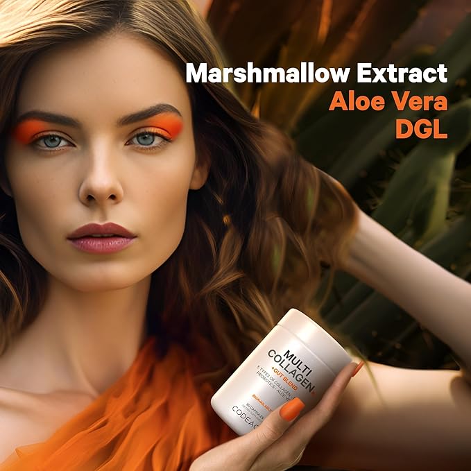 Codeage Multi Collagen + Gut Blend Supplement - Digestive Probiotics, DGL Licorice, Aloe Vera, Organic Peppermint Leaf, Slippery Elm - Hydrolyzed Bovine Collagen Pills - Non-GMO - 90 Capsules