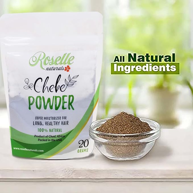 Roselle Naturals Chebe Powder Imported from Chad, Africa 20g - African Chebe Powder for Hair Growth, Deep Moisturizing Hair Growth, Chebe Hair Mask