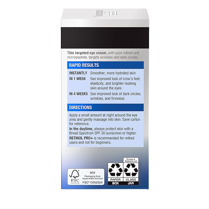 Neutrogena Rapid Wrinkle Repair Retinol Pro+ Anti-Wrinkle Eye Cream, Targeted Eye Cream for Wrinkles & Dark Circles, Formulated without Fragrance, Dyes, Phthalates, and Parabens, 0.5 oz