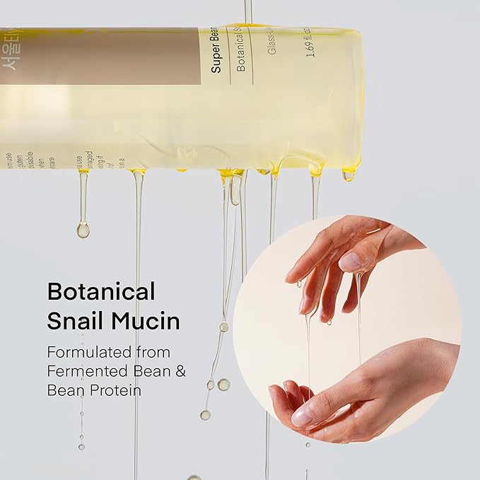 Bean Essence Face Repair Serum: Facial Hydrating & Glowing Botanical Snail Mucin for Glass-Like Skin from Korean Skincare, 1.69 fl. oz / 50mL