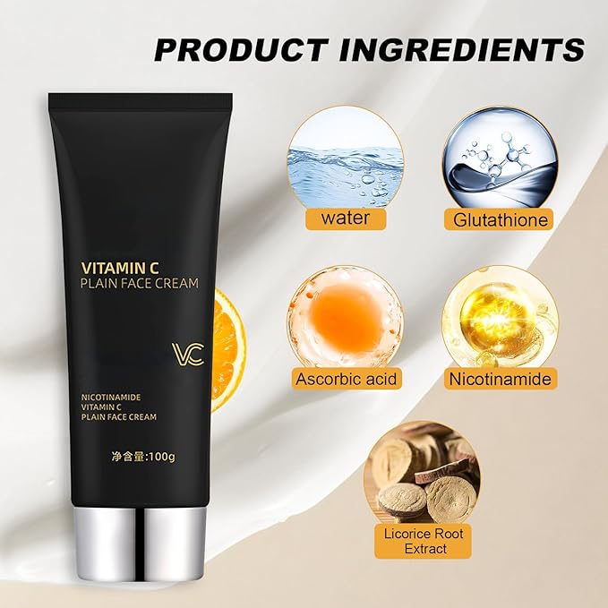 Niacinamide Vitamin C Black Tube Skin Cream, Niacinamide Vitamin C Face Cream, Multifunctional Smooth Hydrating Makeup Cream, Vitamin C Plain Face Cream (1pcs)