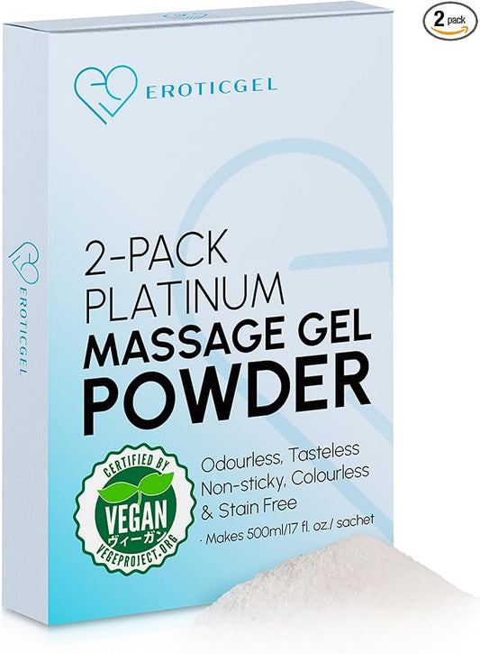Premium Massage Gel Powder (Pack of 2) | 5g Travel Sachet Makes 500ml/ 16.9 fl oz | Made in Japan | Paraben & Glycerine Free