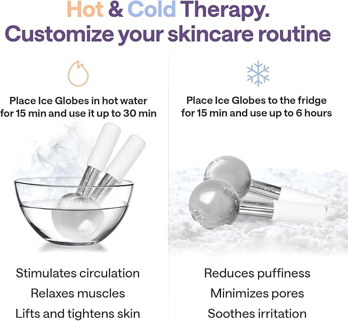 Ice Roller for Face - Puffy Eyes & Dark Circles - Facial Ice Globes for Cryotherapy