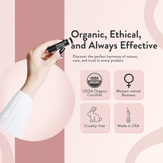 Moroccan Magic Organic Coconut Almond Lip Balm 3 Pack | Chapsticks for Dry Lips | Natural Argan & Essential Oils Lip Moisturizer + Vitamin E | Smooth, Hydrating, Non-Toxic | Organic Lip Balm Set