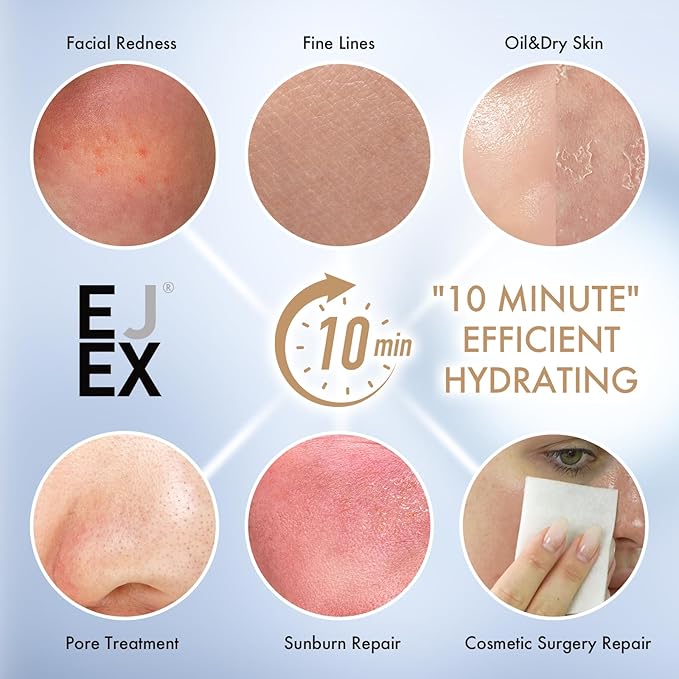EJEX Face & Neck Mask Skincare, Hydrating Mask For Dry Skin, Bio-Based Facial Treatment For Sensitive Skin, Repairing Skin Barrier In 28 Days, Soothing, Firming, Glowing, 38gx5ea
