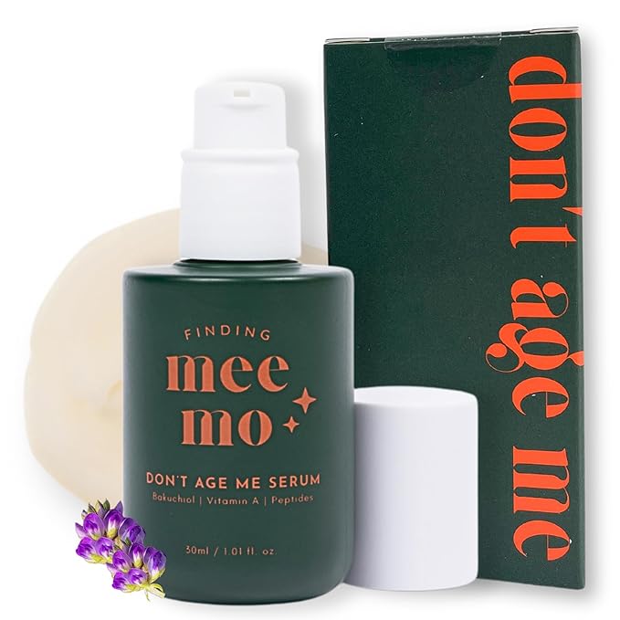 Bakuchiol Face Serum - Finding Meemo Don't Age Me Retinol Alternative Peptide Serum for Fine Lines & Wrinkles, 1% Bakuchiol Oil, Anti Aging Serum