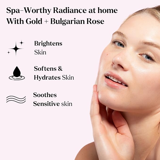 Jelly Face Mask for Facials - 24K Gold + Bulgarian Rose (Pack of 2) - Hydrating Glowing & Nourishing - Free Jade Roller & Spatula - Professional Hydrojelly Masks - Perfect for Vajacial - 46 Oz Jar